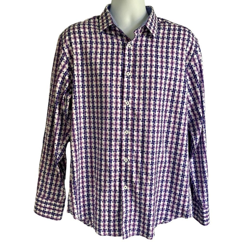 Quieti Mens Cotton Long Sleeve Button Down Shirt Large